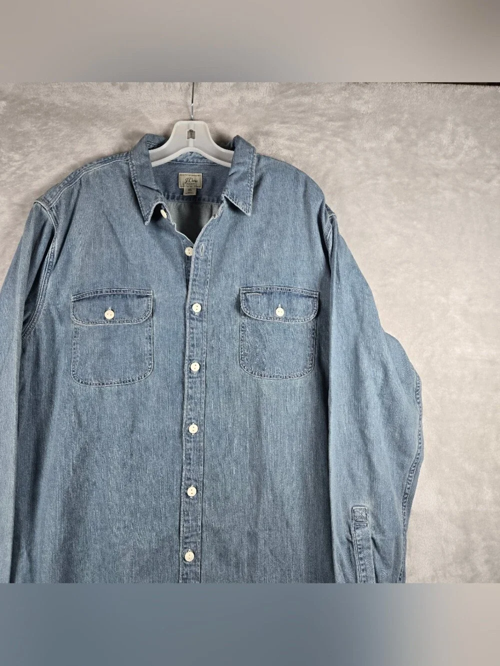 J Crew Denim Work Shirt Mens Size XL Blue Midweight Button Up Casual BT744